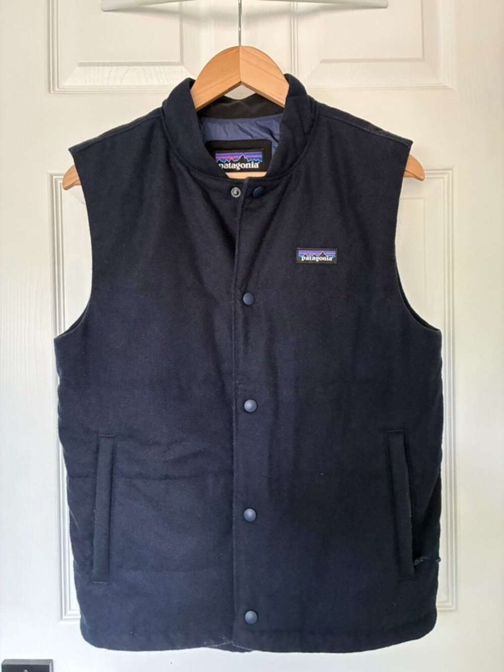 Patagonia Men's Quilted Wool Vest - Size Small. Navy. Beautiful.